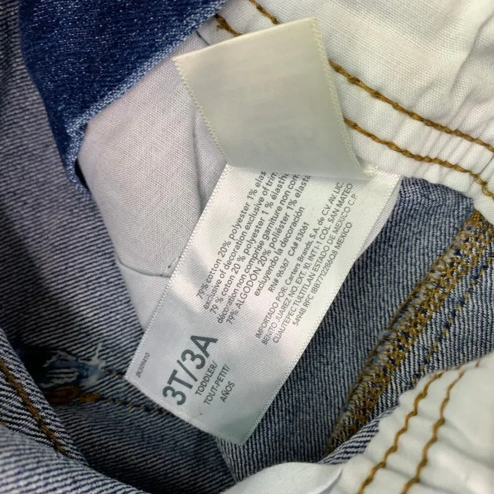 Osh Kosh B'Gosh Boys Sz 3T Overalls Denim Jean Pants Blue White Straps